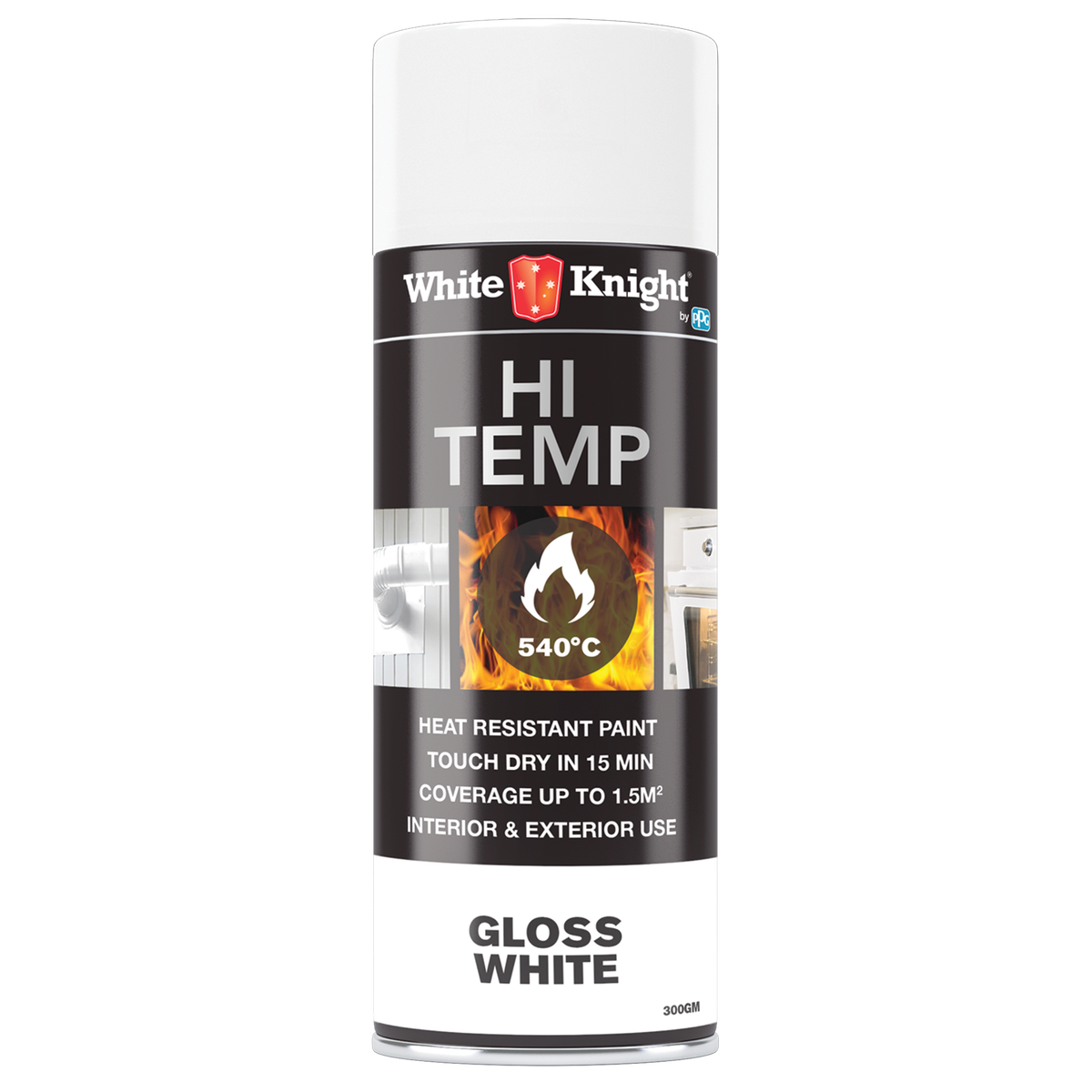 White Knight Hi Temp Spray Paint 300g Gloss White Heat Resistant - SuperSaverAU - view 1