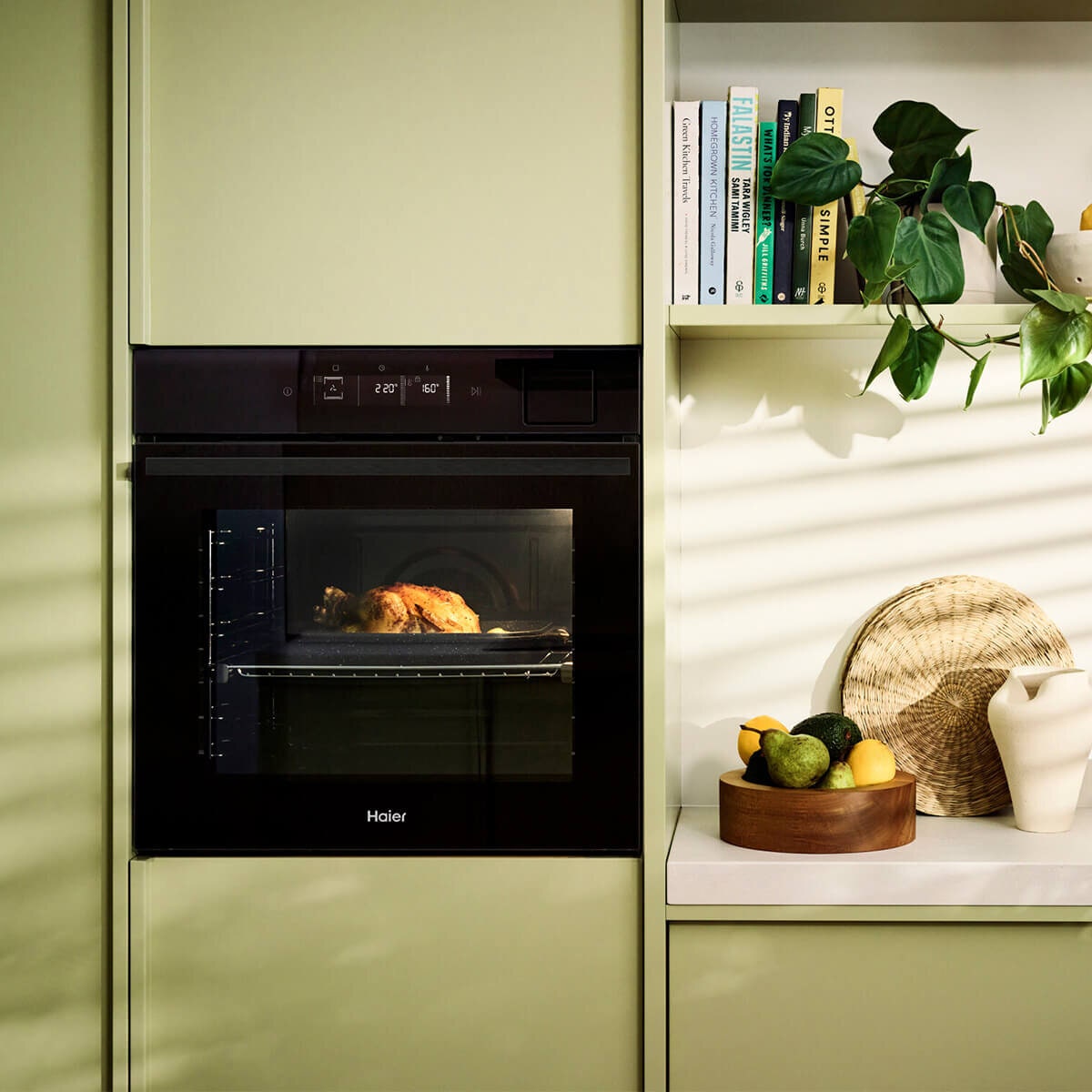 Haier 60cm 600 Series Pyrolytic Oven - 78L, 16 Functions, Steam Assist Plus, Air Fry, Black - HWO60S16TPB5