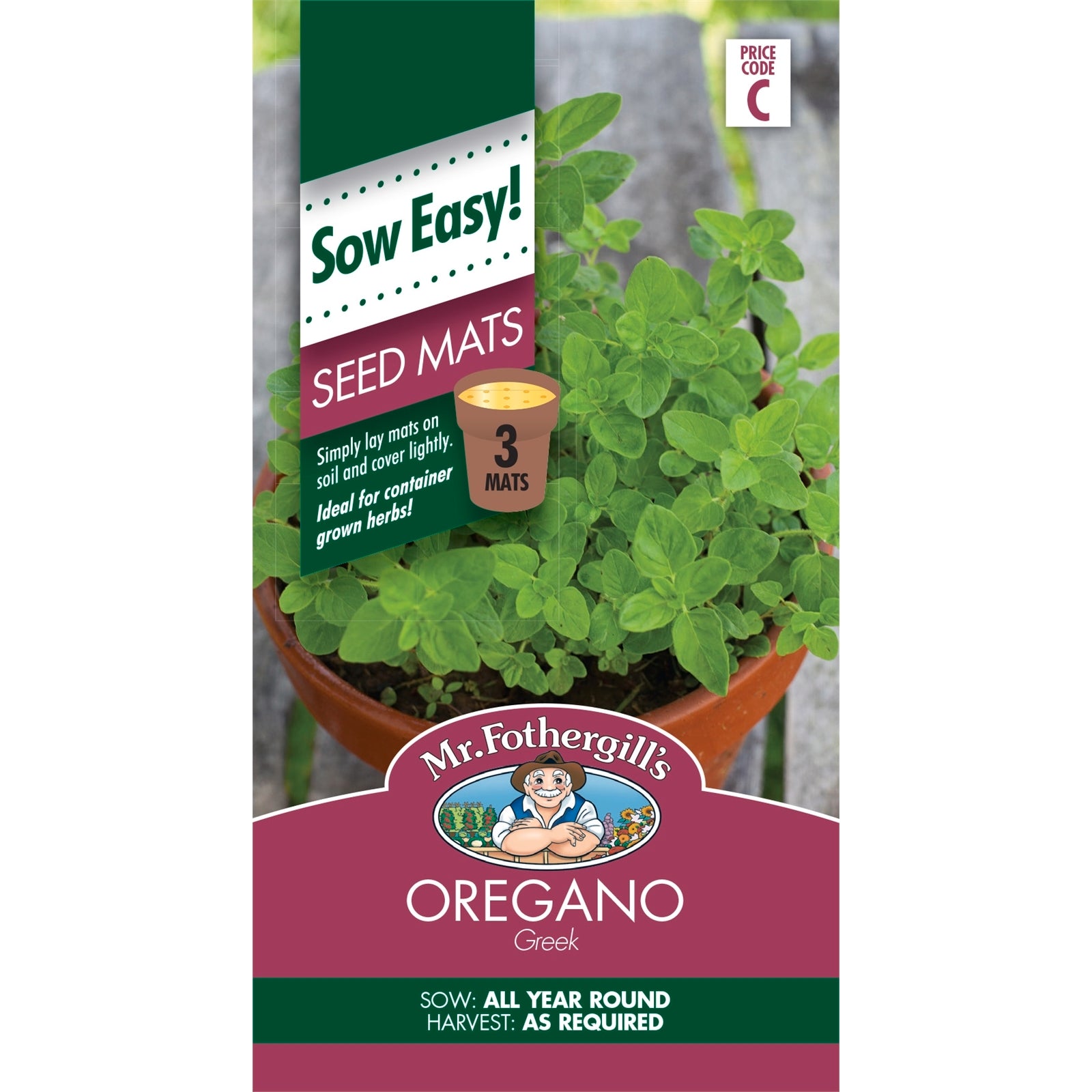 Mr Fothergill's Oregano Seed Mat, Easy-Grow Aromatic Herb, Sun or Part Shade