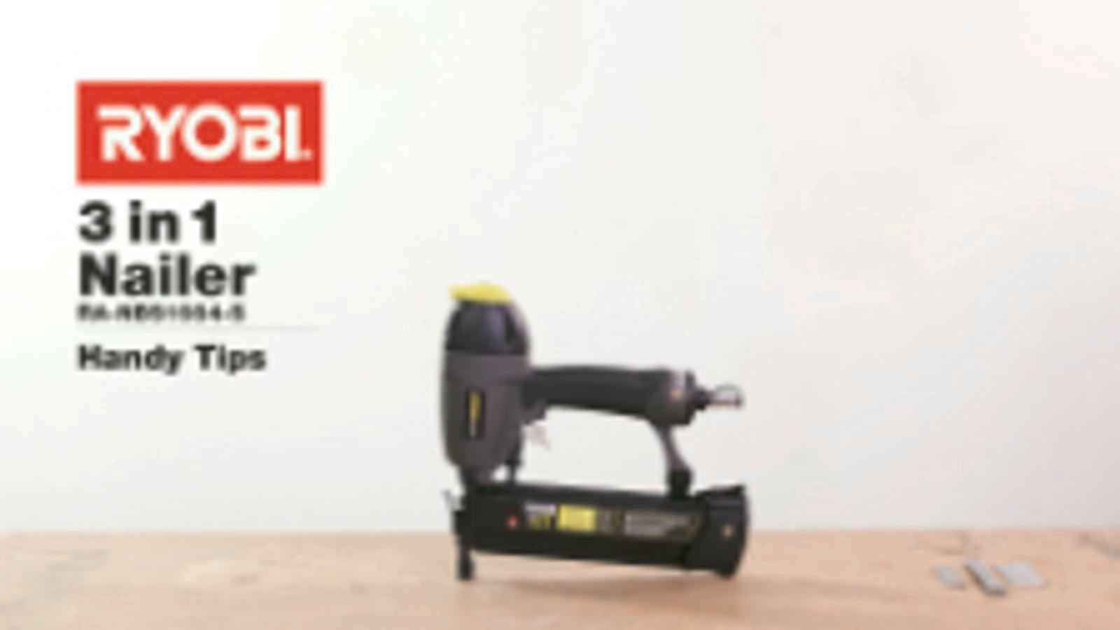Ryobi Airwave 3 in 1 Air Brad Nailer and Stapler, 15-64mm, Grey RA-NBS1664-S