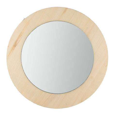Crafted 25cm Plywood Small Round Mirror