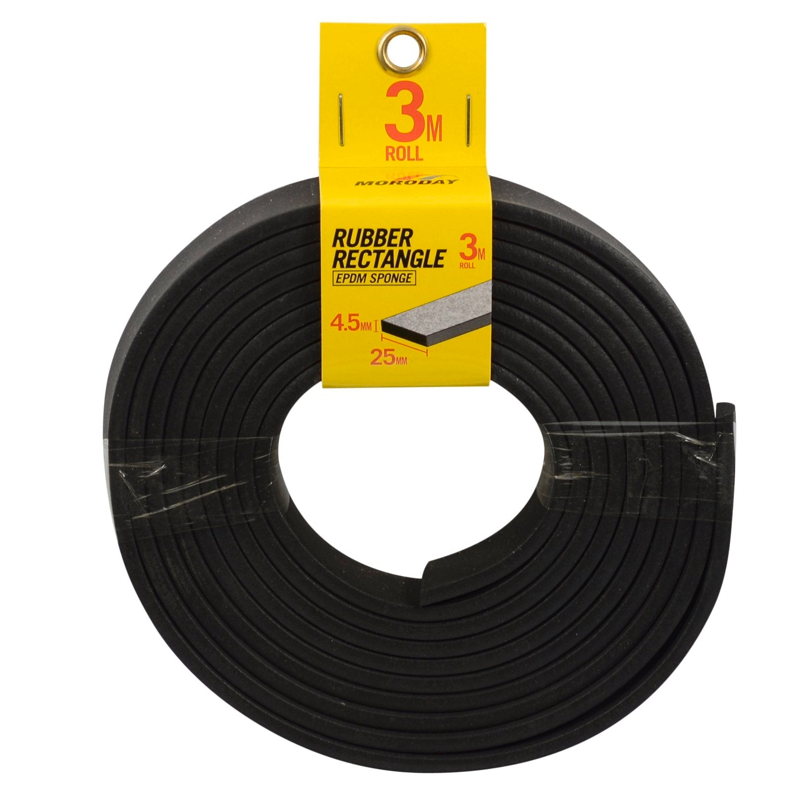 Moroday Rectangle Sponge Rubber Strip, 4.5 x 25mm x 3m EPDM, Black