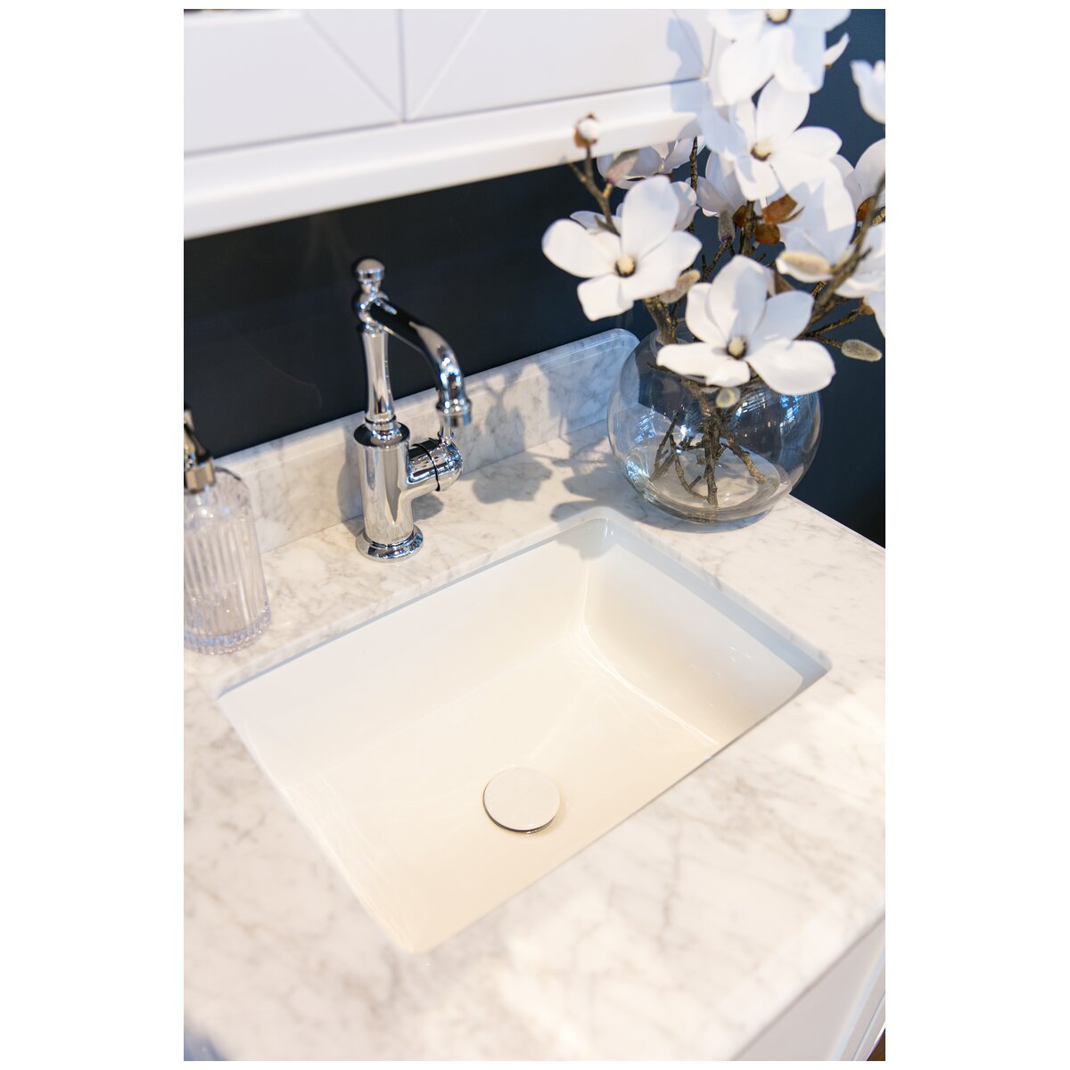Turner Hastings Evara wall hung vanity - marble top, white, 3 tapholes - EV750-WH-3TH