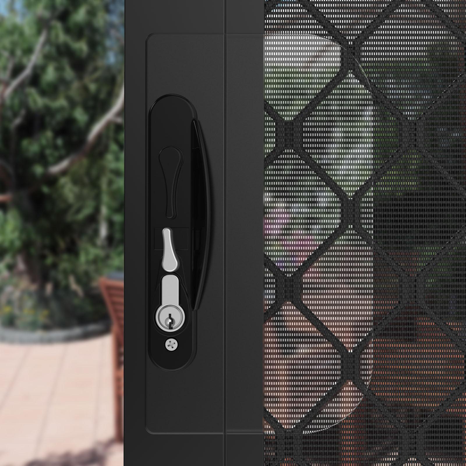 Rolltrak Sliding Screen Door Lock Black Alloy Powder Coated Keyed