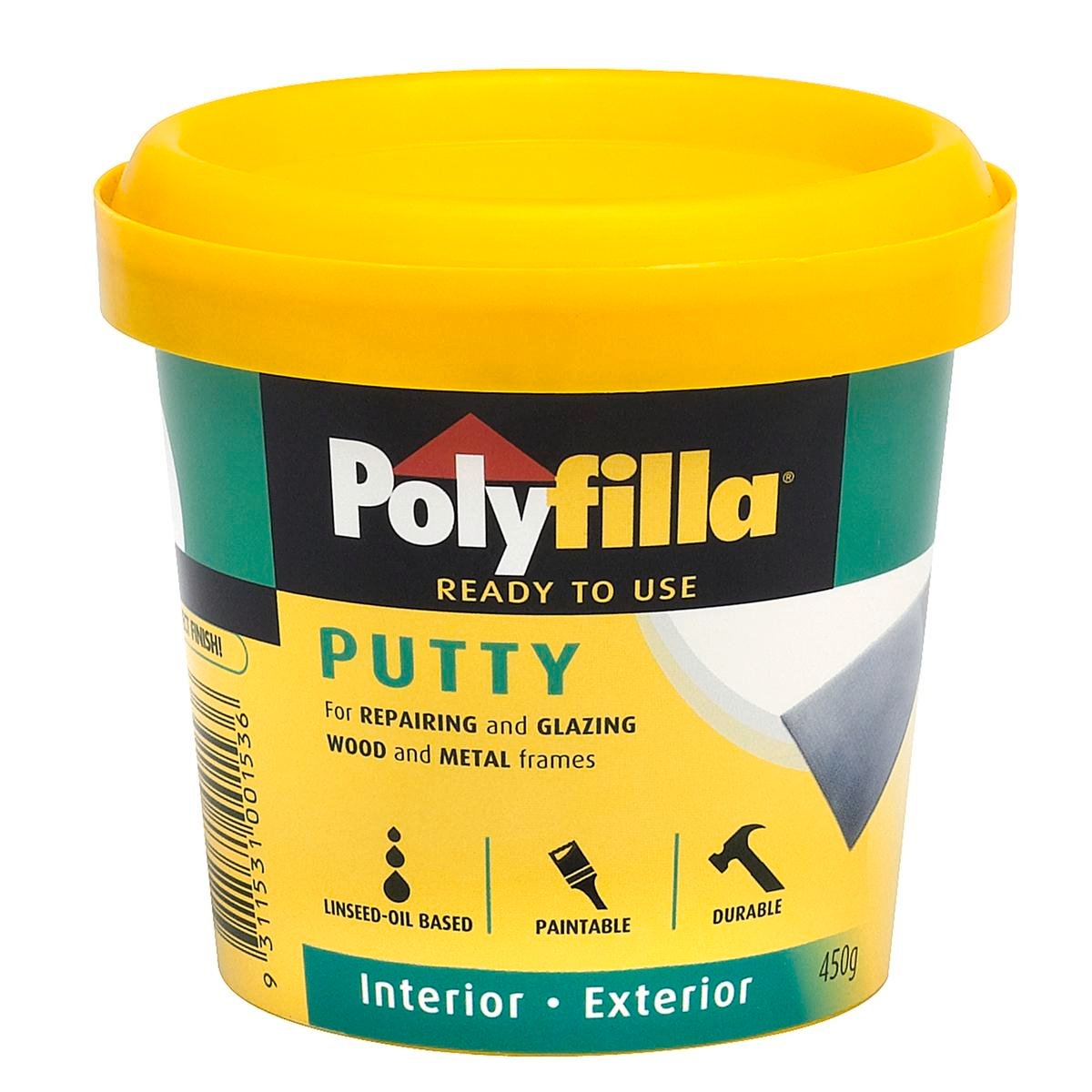 Poly Linseed Oil Based Glazing Putty 450g, Paintable Stainable UV Resistant