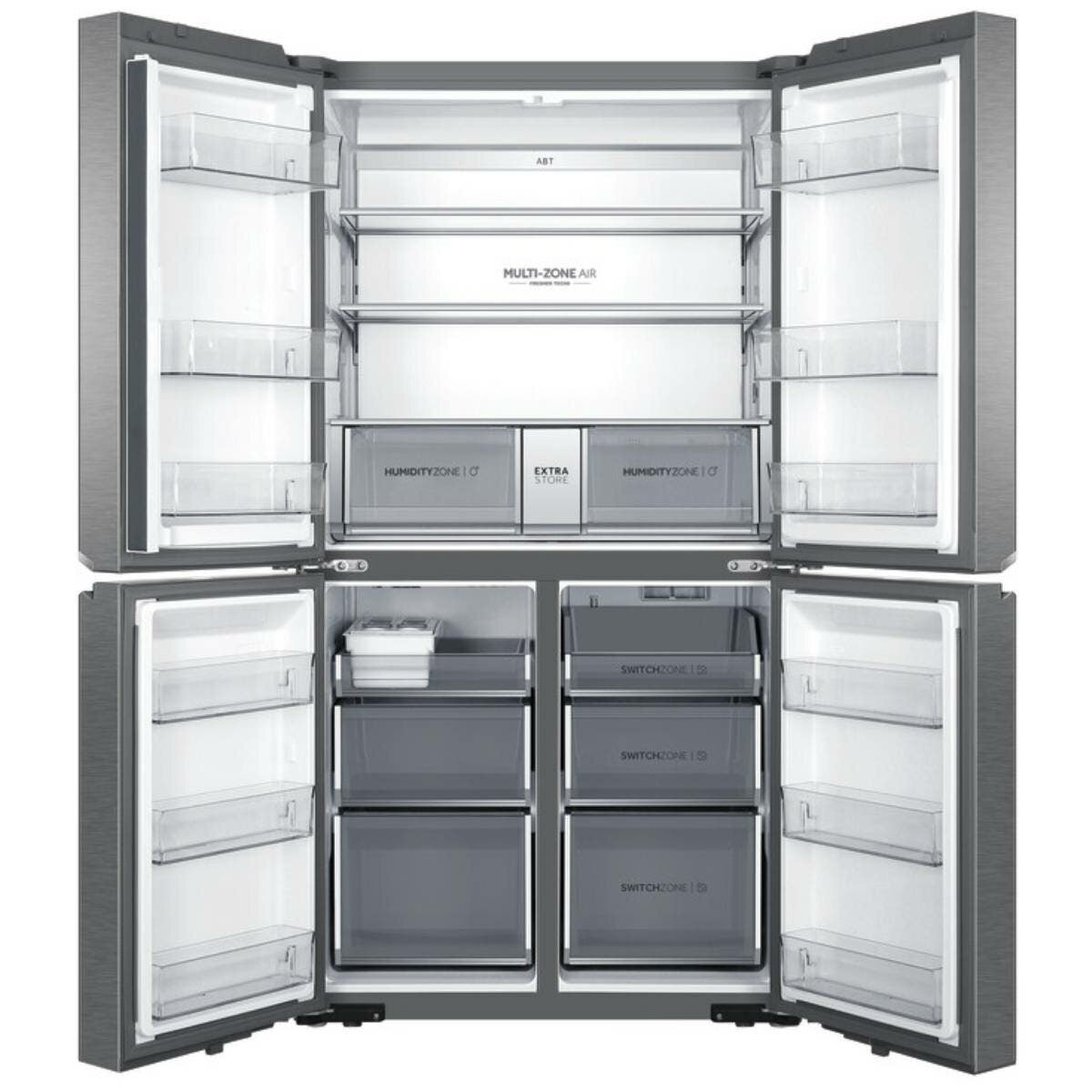 Haier 623L Quad Door Fridge - Satina Silver - 4.5 Star Energy Rating - Wi-Fi Enabled - HRF680YS