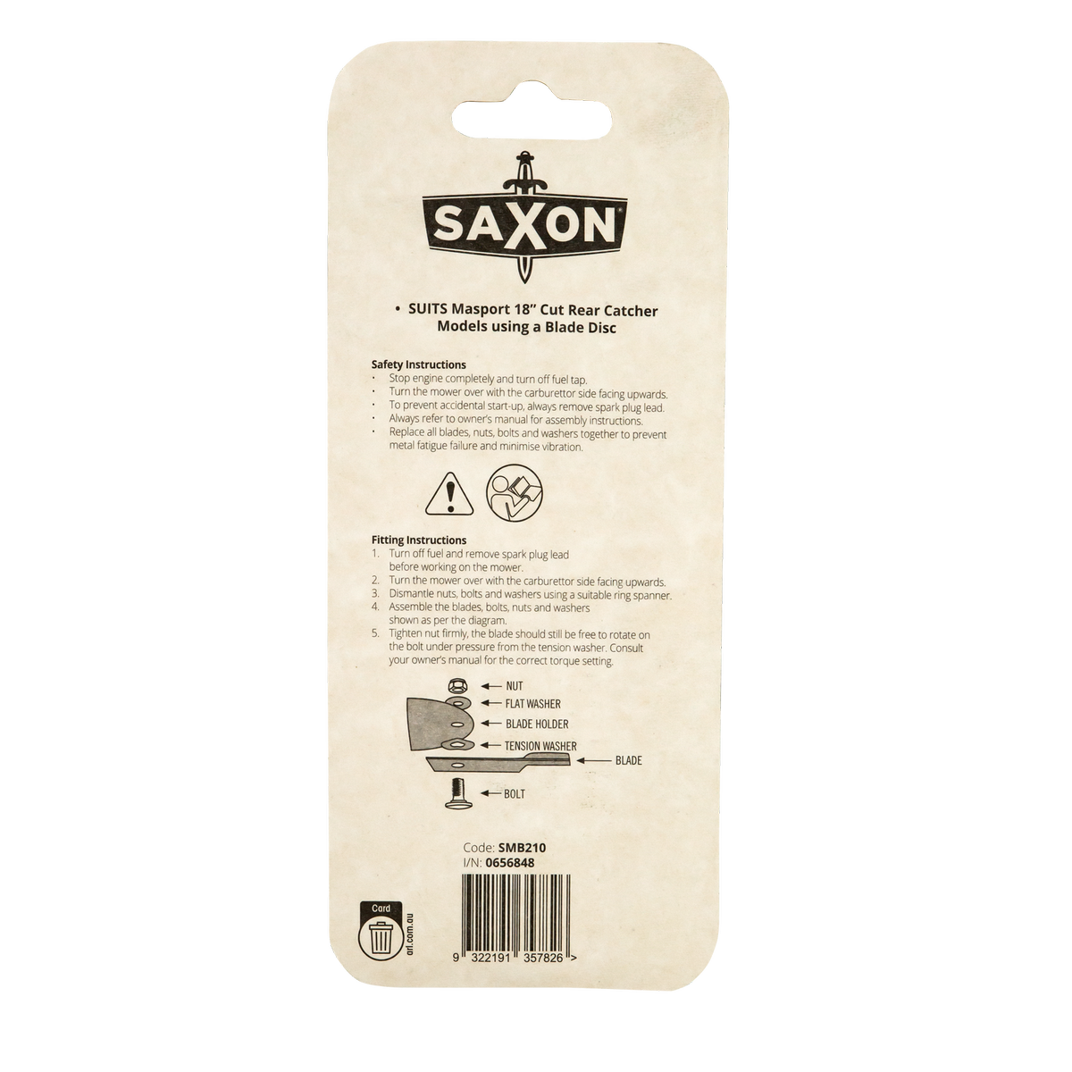 Saxon 18 Mower Blade Bolt Set - 2 Blades 18” - Suits Masport Mowers - SuperSaverAU - view 2