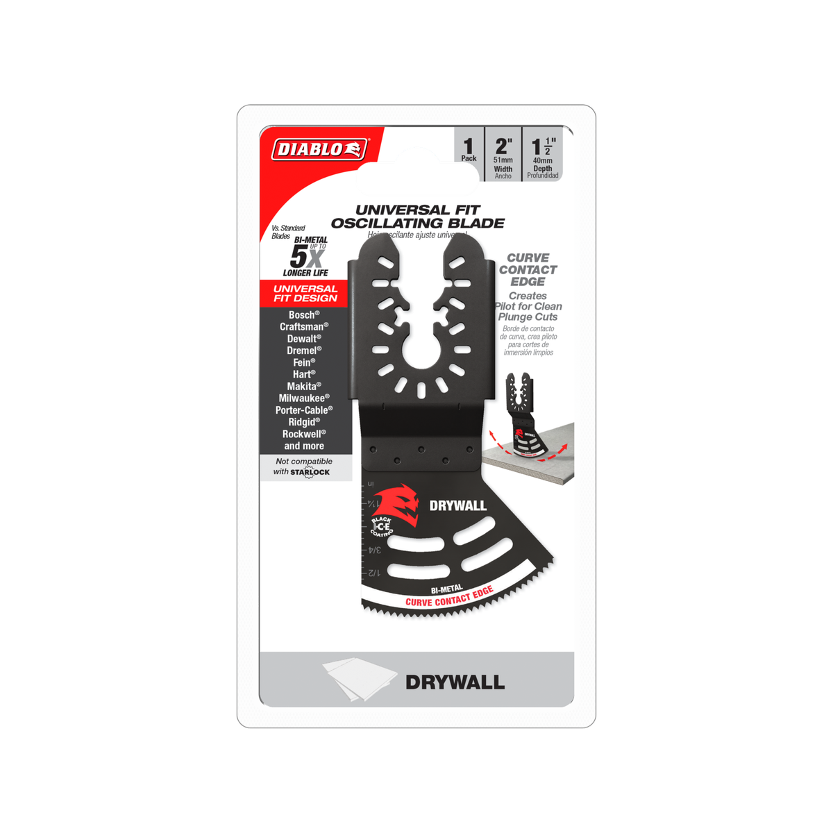 Diablo Universal Multi Tool Blade - 40mm x 51mm - Drywall Cutting - Black - SuperSaverAU - view 1