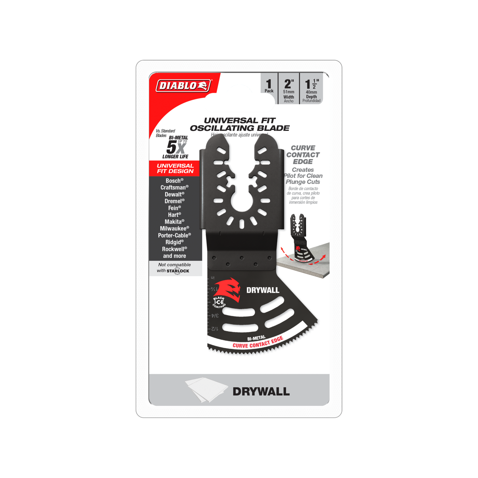Diablo 51mm Universal Bi-Metal Multi-Tool Blade - Drywall