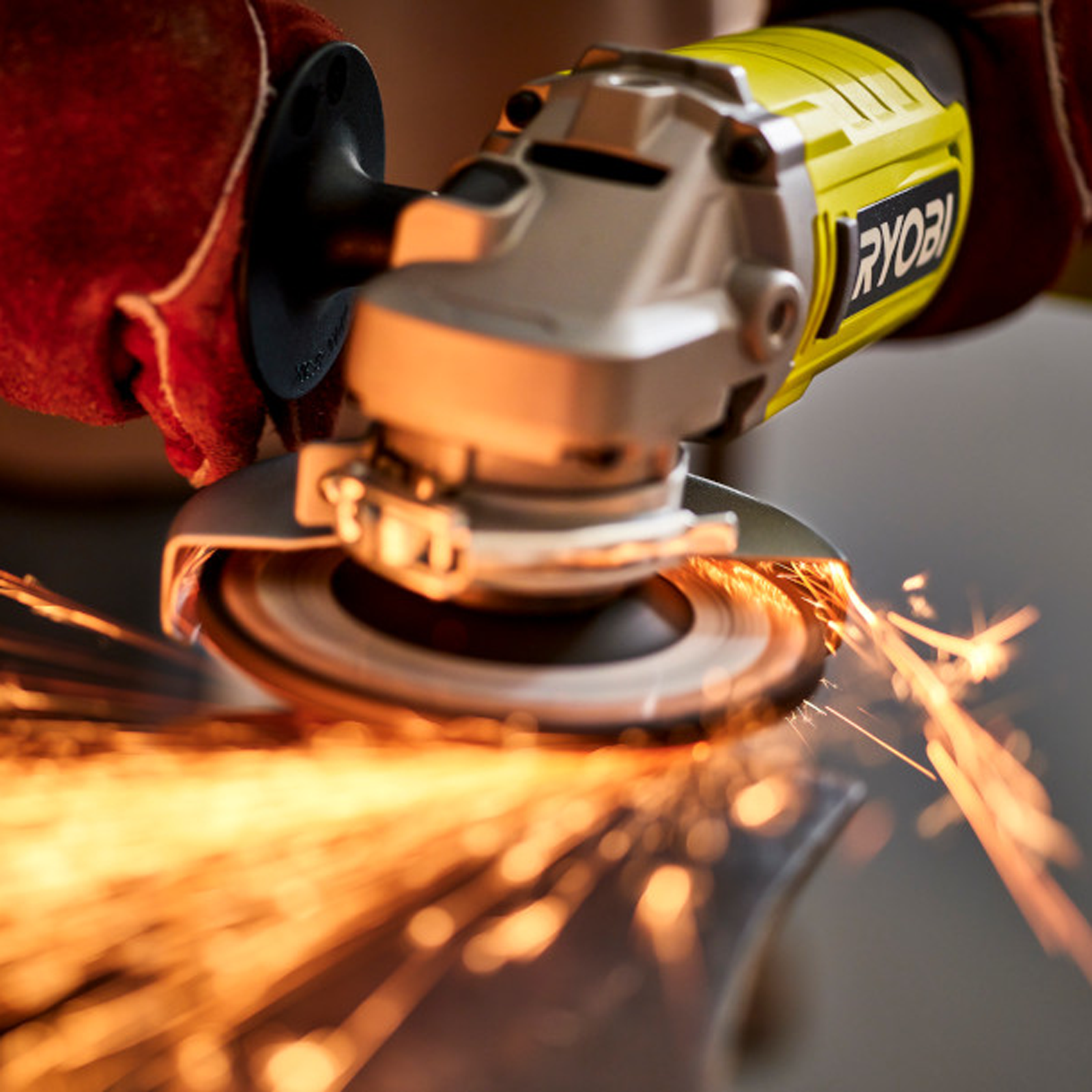 Ryobi 18V ONE+ 115mm Cordless Angle Grinder R18AG115, 9000rpm, Side Handle - Tool Only