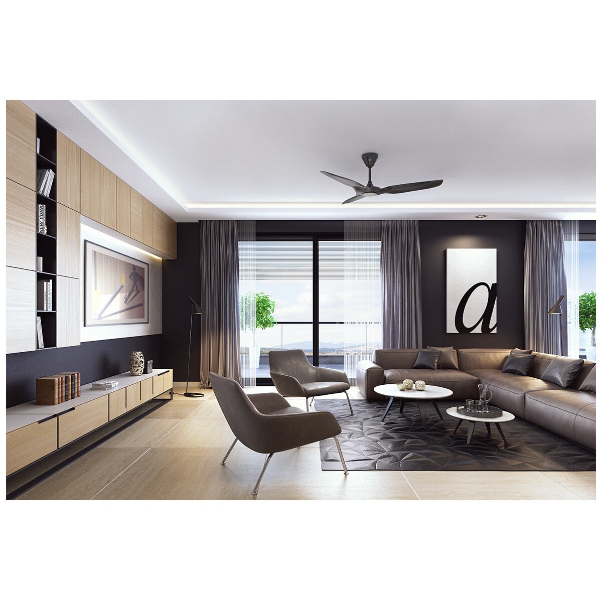 Big Ass Fans Haiku L 52 Inch Black Ceiling Fan - 256mm Drop Tube, 7 Speeds - HAIKULBL52256MMLED
