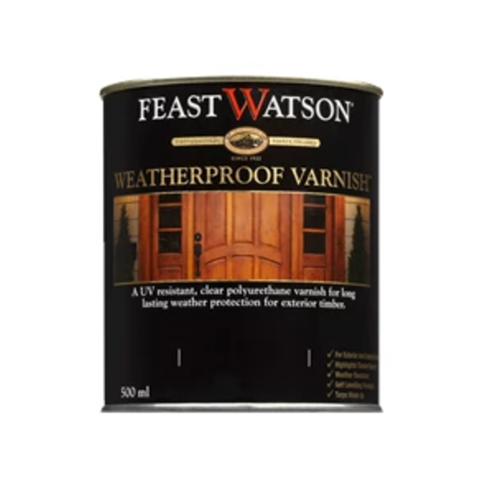 Feast Watson 500ml Gloss Clear Weatherproof Timber Varnish - Solvent Based, UV Resistant, Waterproof