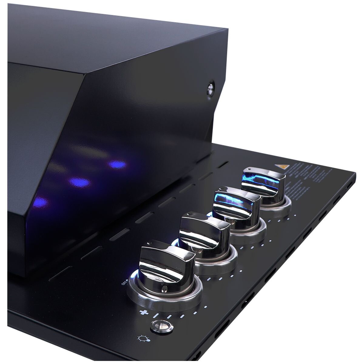 Smart Four Burner Drop-In LPG BBQ - Black, 304 Stainless Steel, Cast Iron Plates, LED Knobs - 4000DGSLBLK
