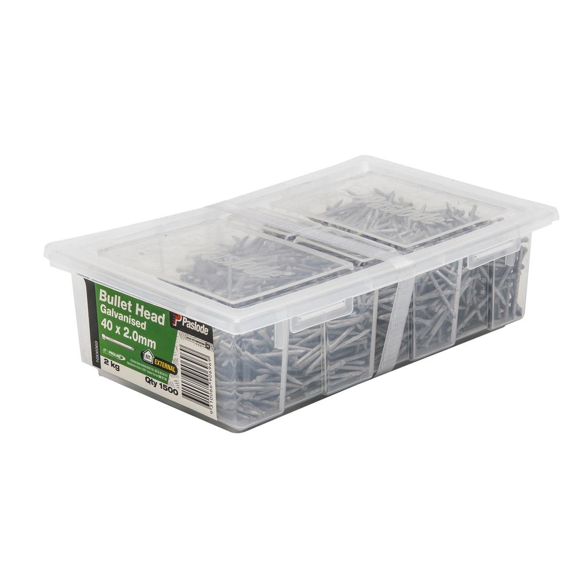 Paslode 40 x 2.0mm Galvanised Steel Bullet Head Nails 2kg - 1500 Pack