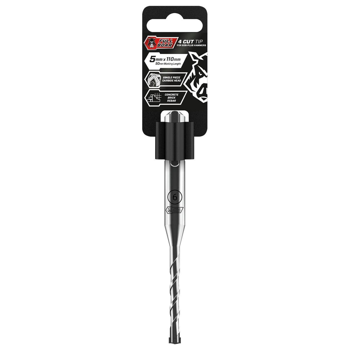 Full Boar 5 x 110mm 4 Cut SDS-Plus Masonry Drill Bit