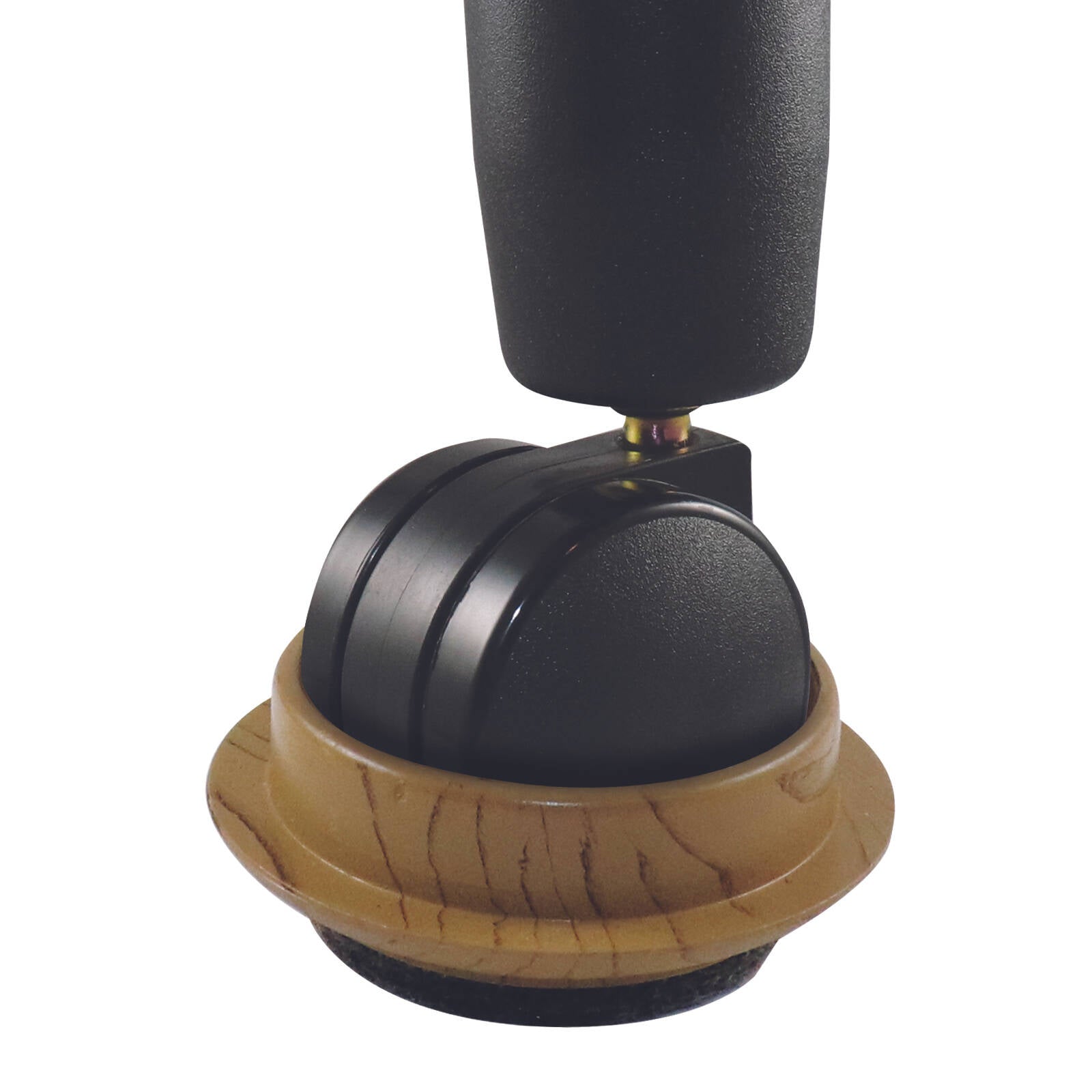 Surface Gard 44mm Dark Wood Effect Round Castor Cup Felt Base - 4 Pack