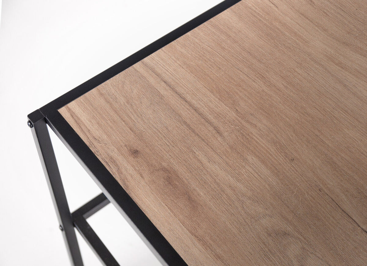Zinus Modern Studio Bedside Table Set of 2 - Brown MDF with Metal Frame and Lower Shelf - AU-COMBOB
