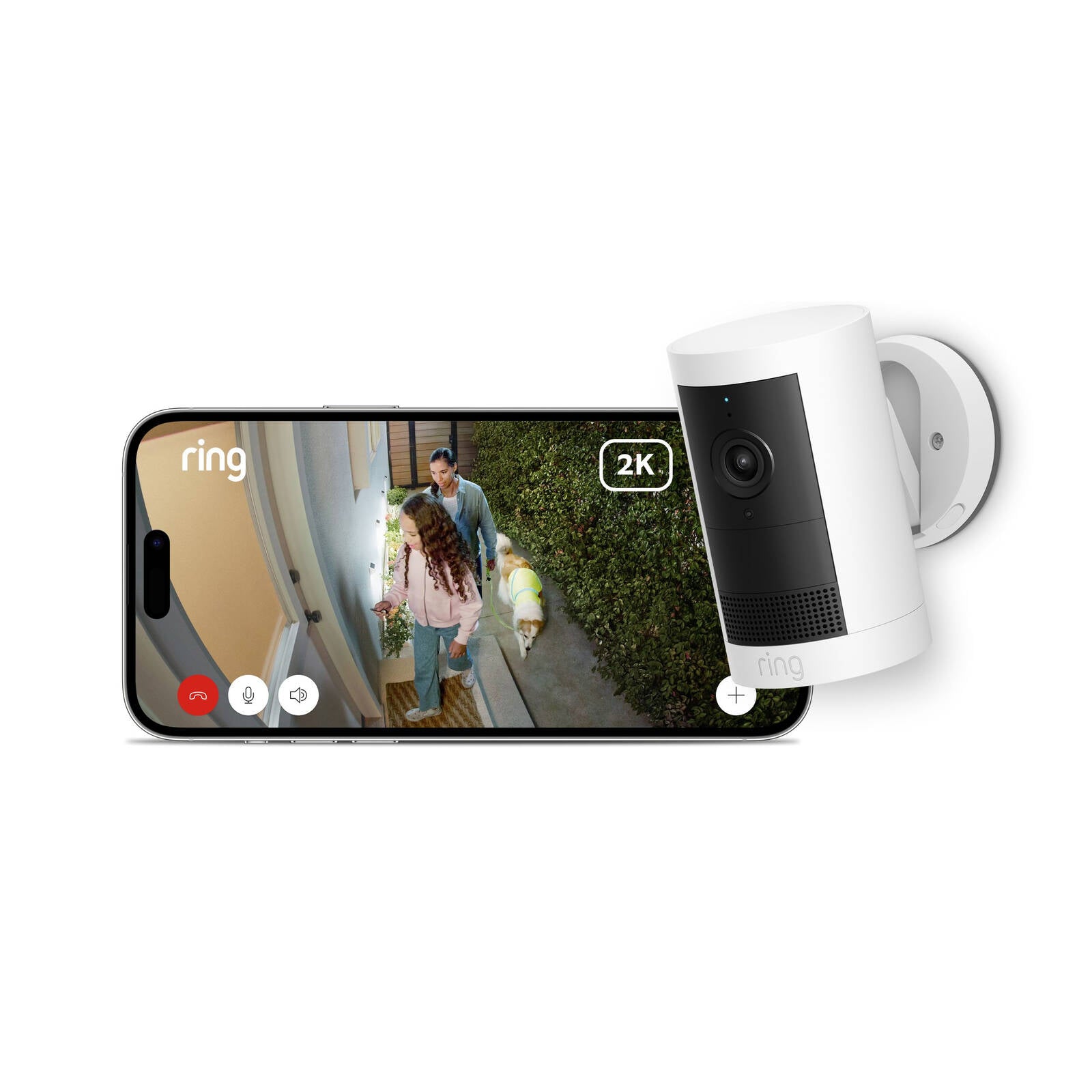 Ring Outdoor Camera Plus 2K Battery Wireless Night Vision White B0D241GHP5