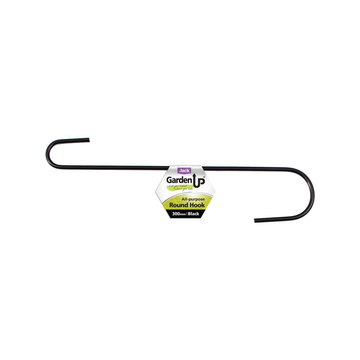 Jack 300mm Black Round All Purpose Steel Hanging Basket Hook, 10kg Capacity, Indoor & Outdoor