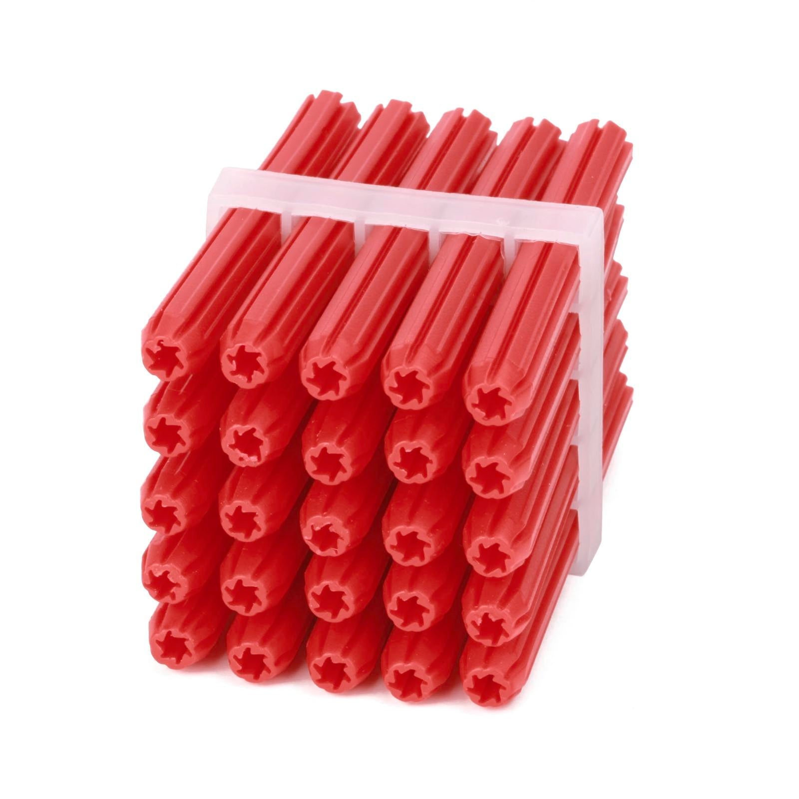 Ramset 6 x 50mm Red Plastic Frame Wall Plugs - 25 Pack