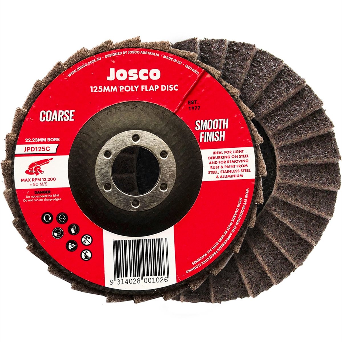 Josco 125mm Coarse Poly Flap Disc, Synthetic, for Steel & Stainless Steel