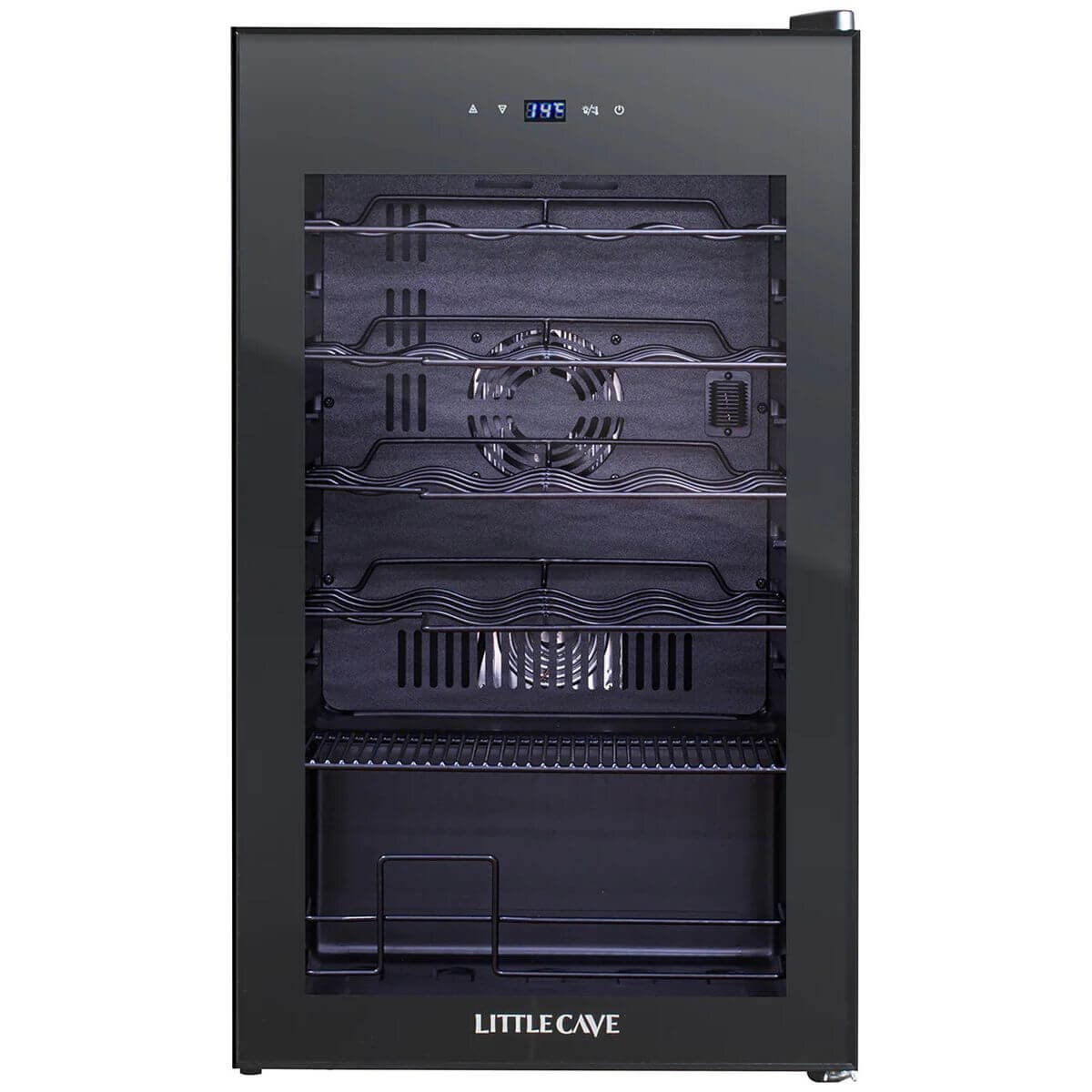 Little Cave 24 Bottle Single Zone Compressor Wine Fridge - Black Glass Door, Touch Pad Controls - LC24SB