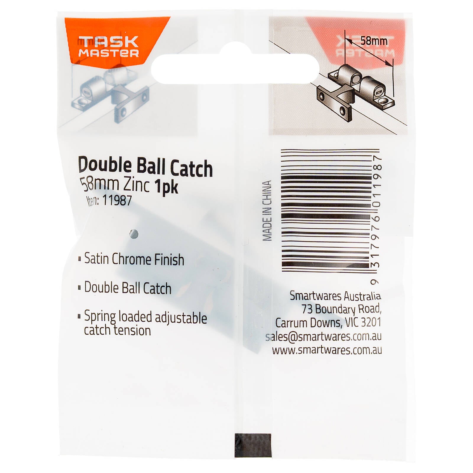 Taskmaster 58mm Zinc Double Ball Catch