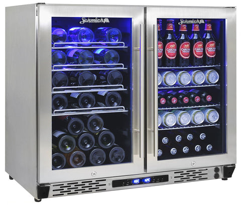 Schmick 190L Twin Zone Beer and Wine Bar Fridge - Stainless Steel, Heated Glass Option - JC190-GG