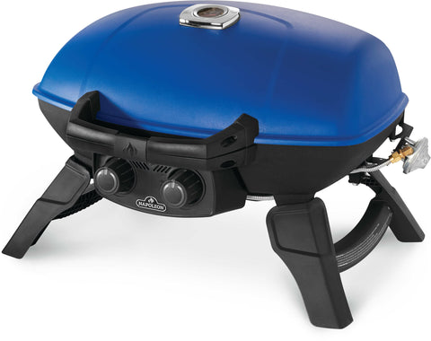 Napoleon TravelQ 285 portable LPG BBQ - blue lid, 2 stainless steel burners, folding legs - TQ285-BL-1-AU