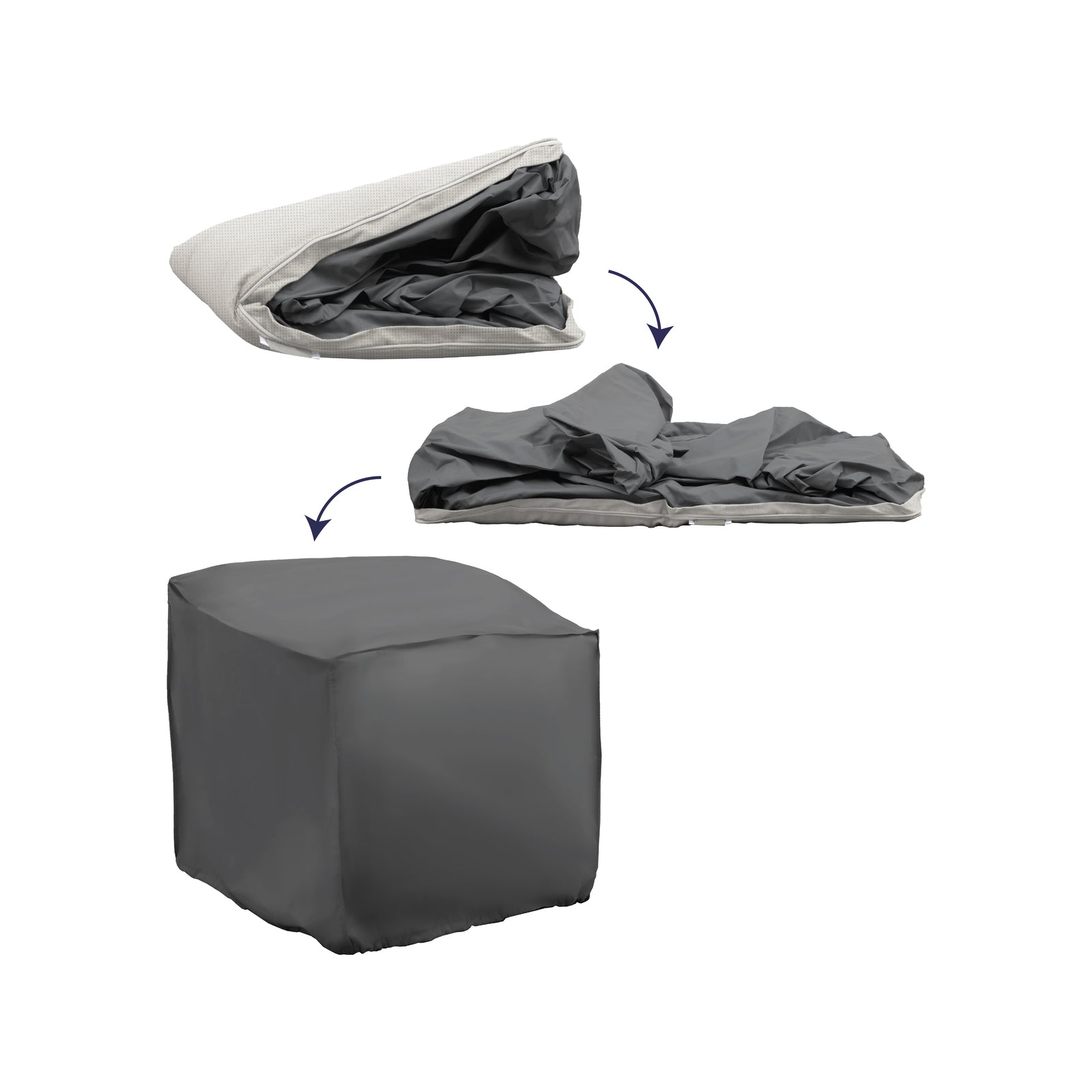 Cushion-to-Cover Single Lounge Furniture Cover with 48 x 48cm Oatmeal Outdoor Cushion