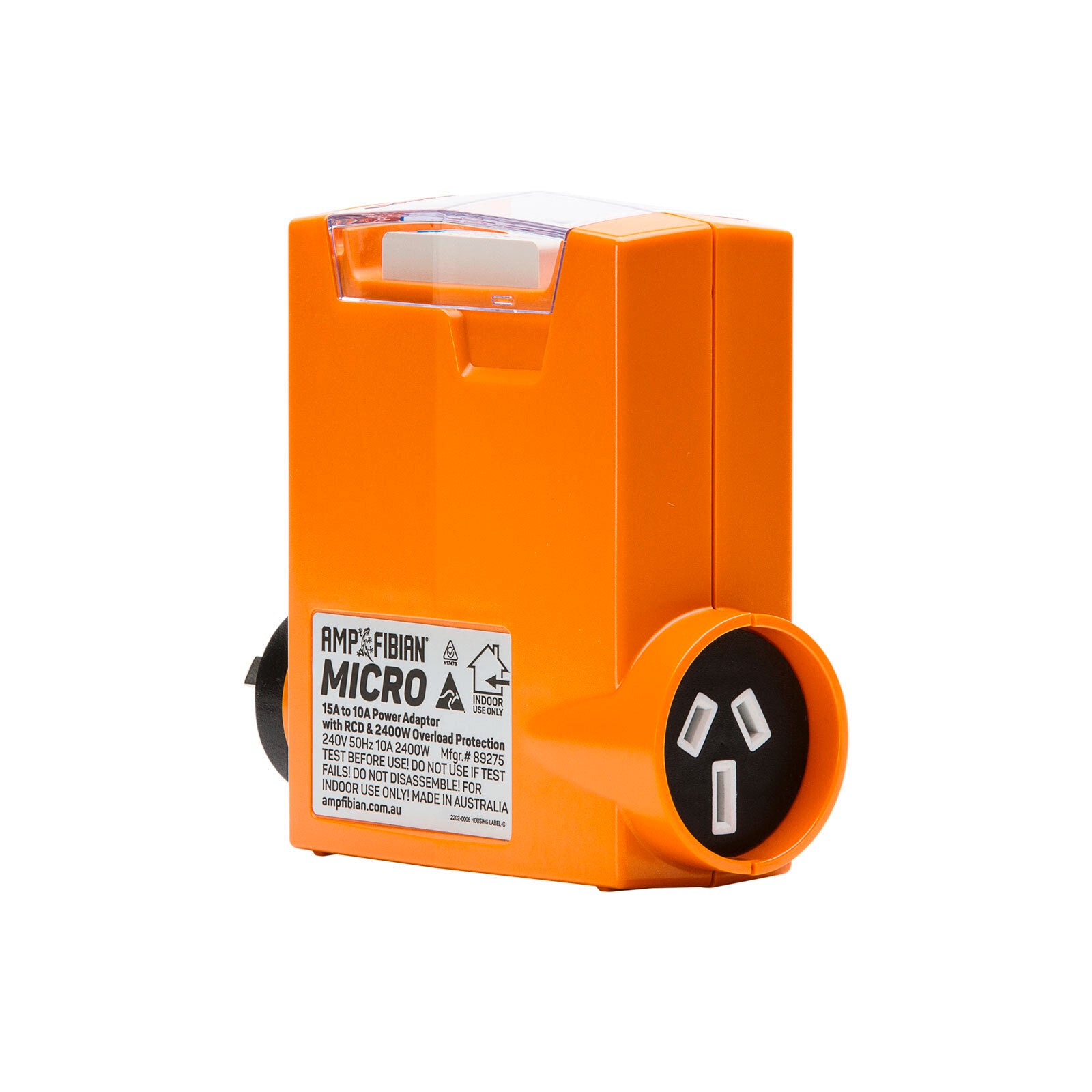 Ampfibian Micro 15A to 10A Compact Power Adaptor RCD Protected 89575