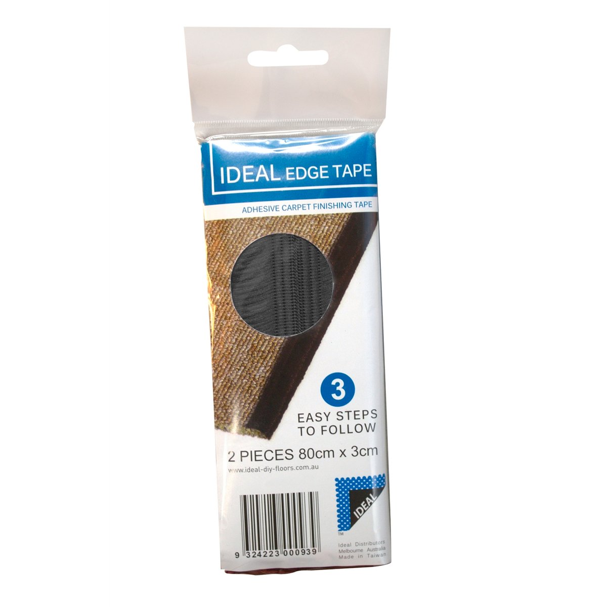 Ideal Black Carpet Runner Binding Tape 80cm x 3cm, Polyester Self-Adhesive 2 Pack