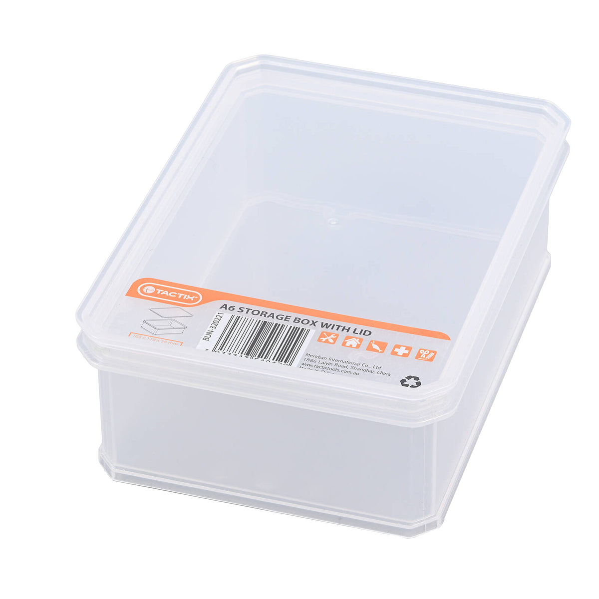 Tactix Small A6 Storage Container 1L Plastic Stackable with Lid 163 x 118 x 58mm