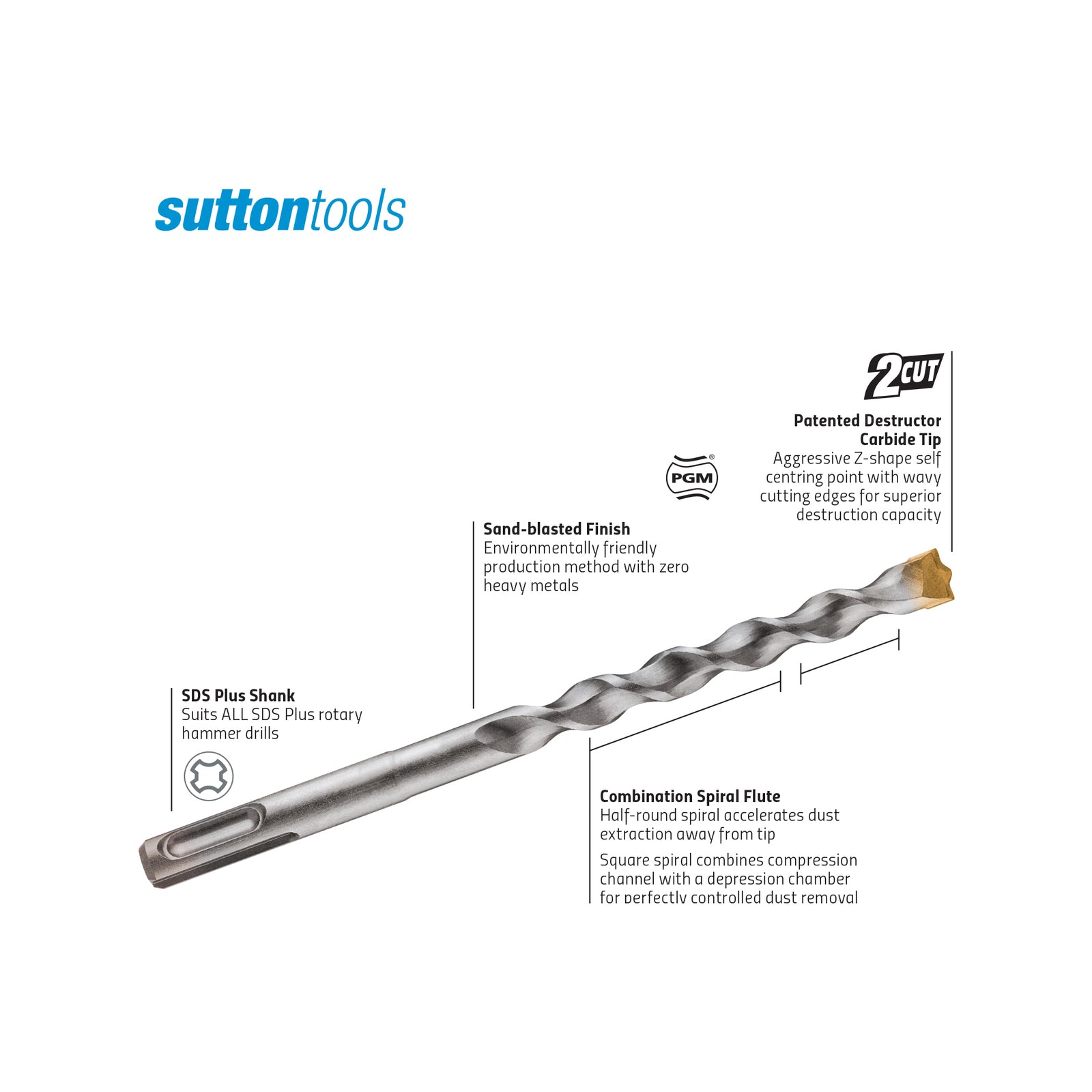 Sutton Tools 20 x 400mm DB TCT Masonry Drill Bit, Carbide Tip for Stone, Brickwork & Concrete
