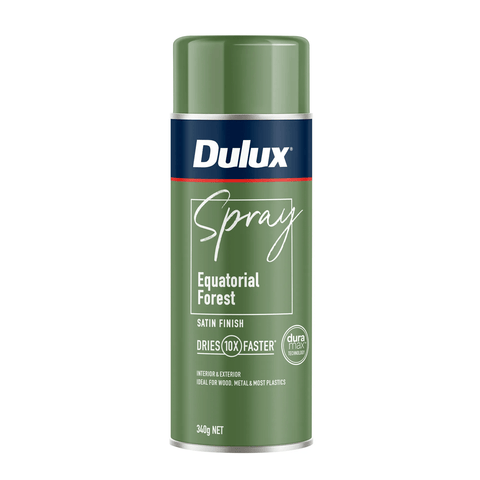 Dulux 340g Equatorial Forest Satin Finish Spray Paint, Satin Green, Indoor & Outdoor