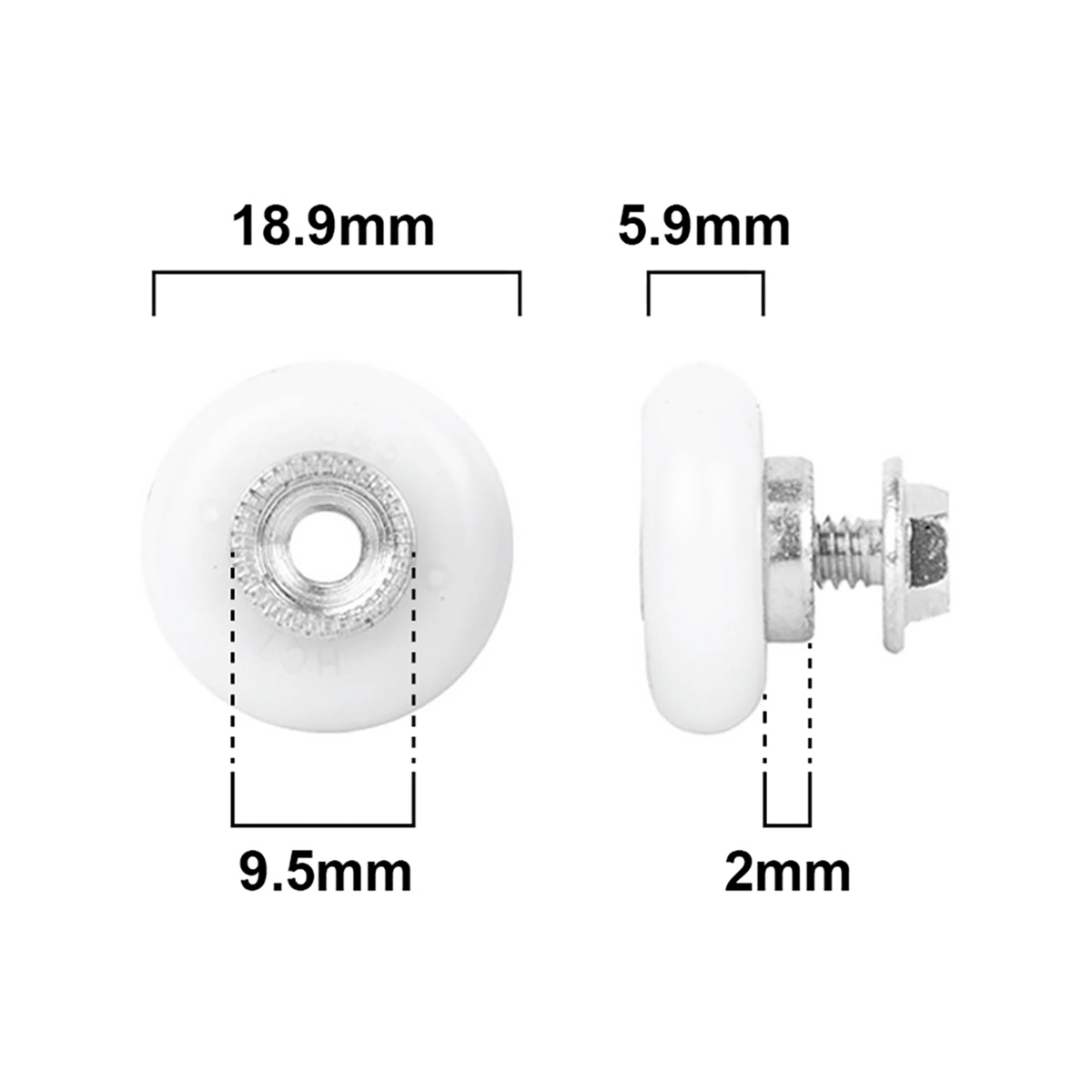 Rolltrak 19mm Acetal Radial Roller with Threaded Stud, Security Screen Door, White