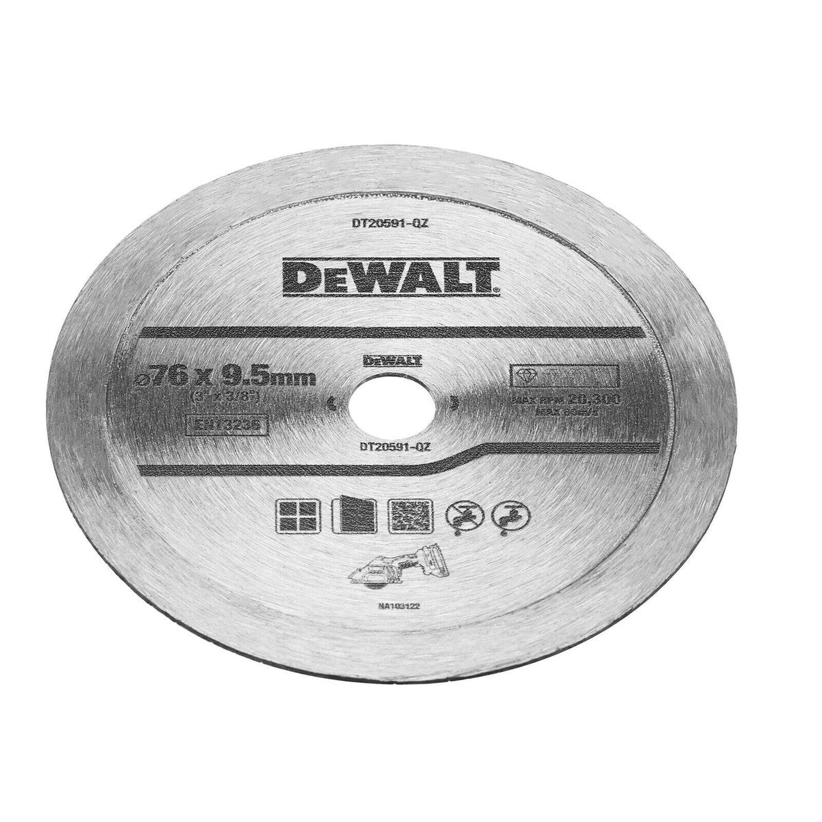 Dewalt Diamond Tile Blade - 75mm - Continuous Rim - dt20591 Qz - Silver - SuperSaverAU - view 1