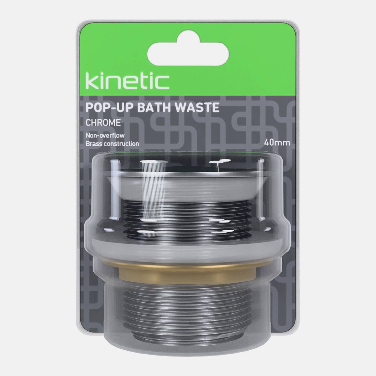 Kinetic 40mm Non-Overflow Pop-Up Bath Waste, Chrome Lead Free Brass