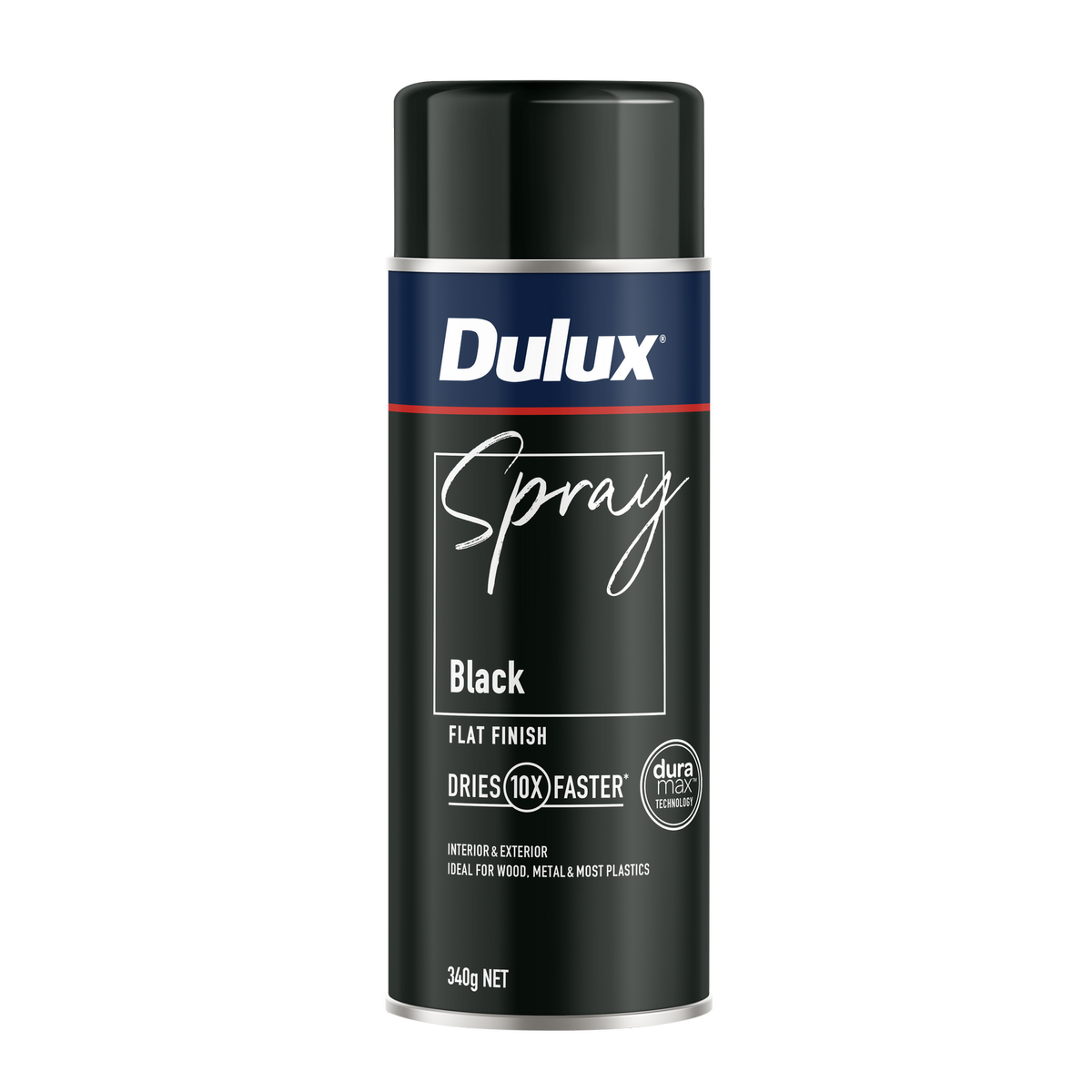 Dulux Spray Paint 340g Flat Black - Fast Drying - Self-Priming - 10 Min Touch Dry - SuperSaverAU - view 1