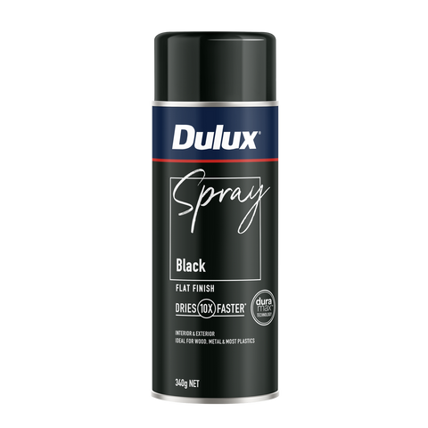 Dulux Spray Paint 340g Flat Black - Fast Drying - Self-Priming - 10 Min Touch Dry - SuperSaverAU - view 1