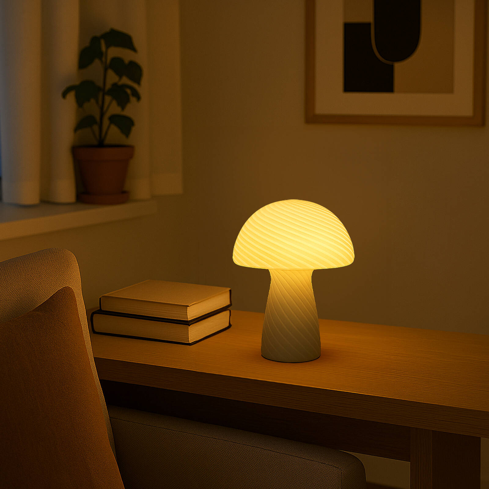 Mirabella White Shanie Colour Changing LED Table Lamp, Glass Finish I005232