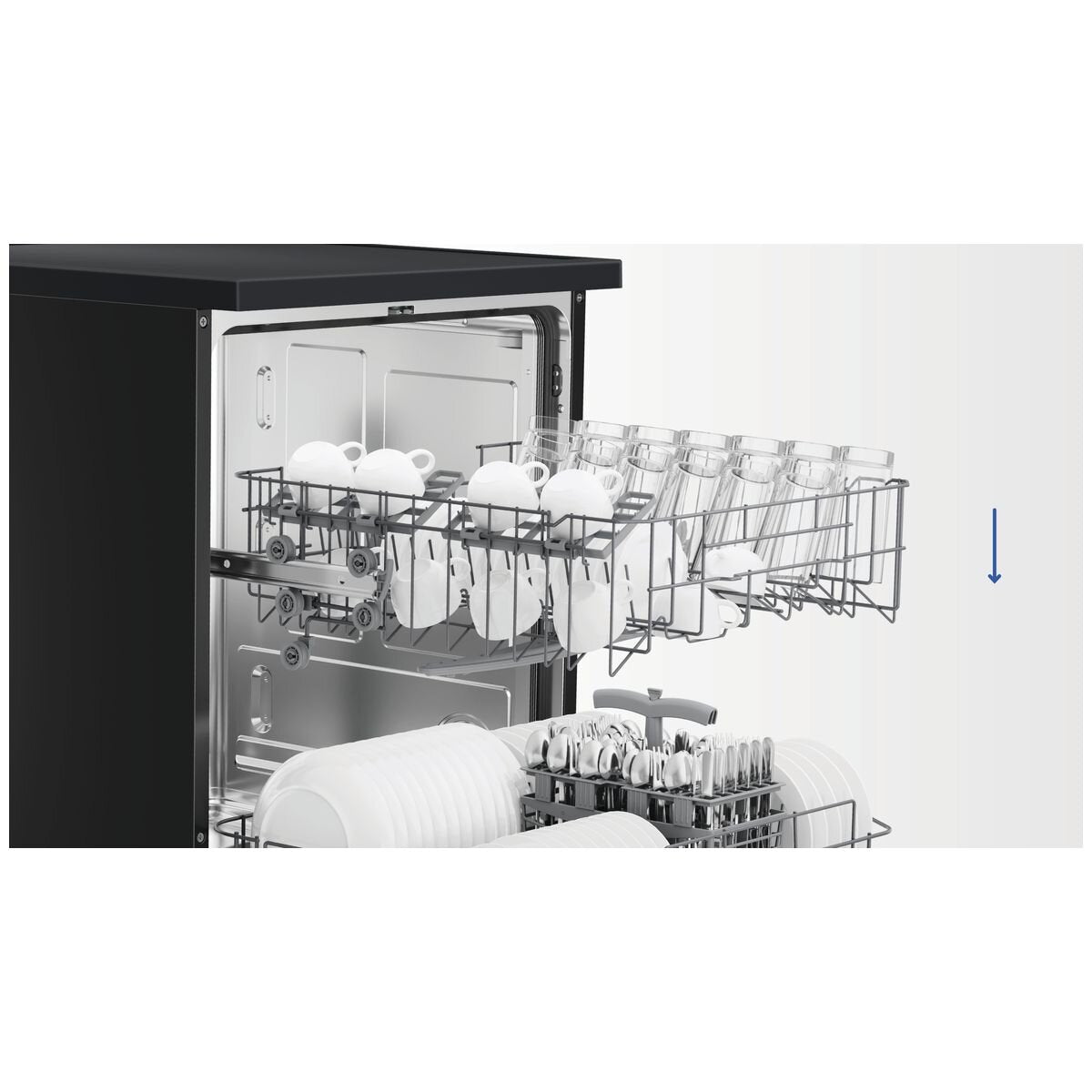 Haier 60cm 300 Series Freestanding Dishwasher - 13 Place Settings - Black - Auto Wash Sensing - HDW13F0B1