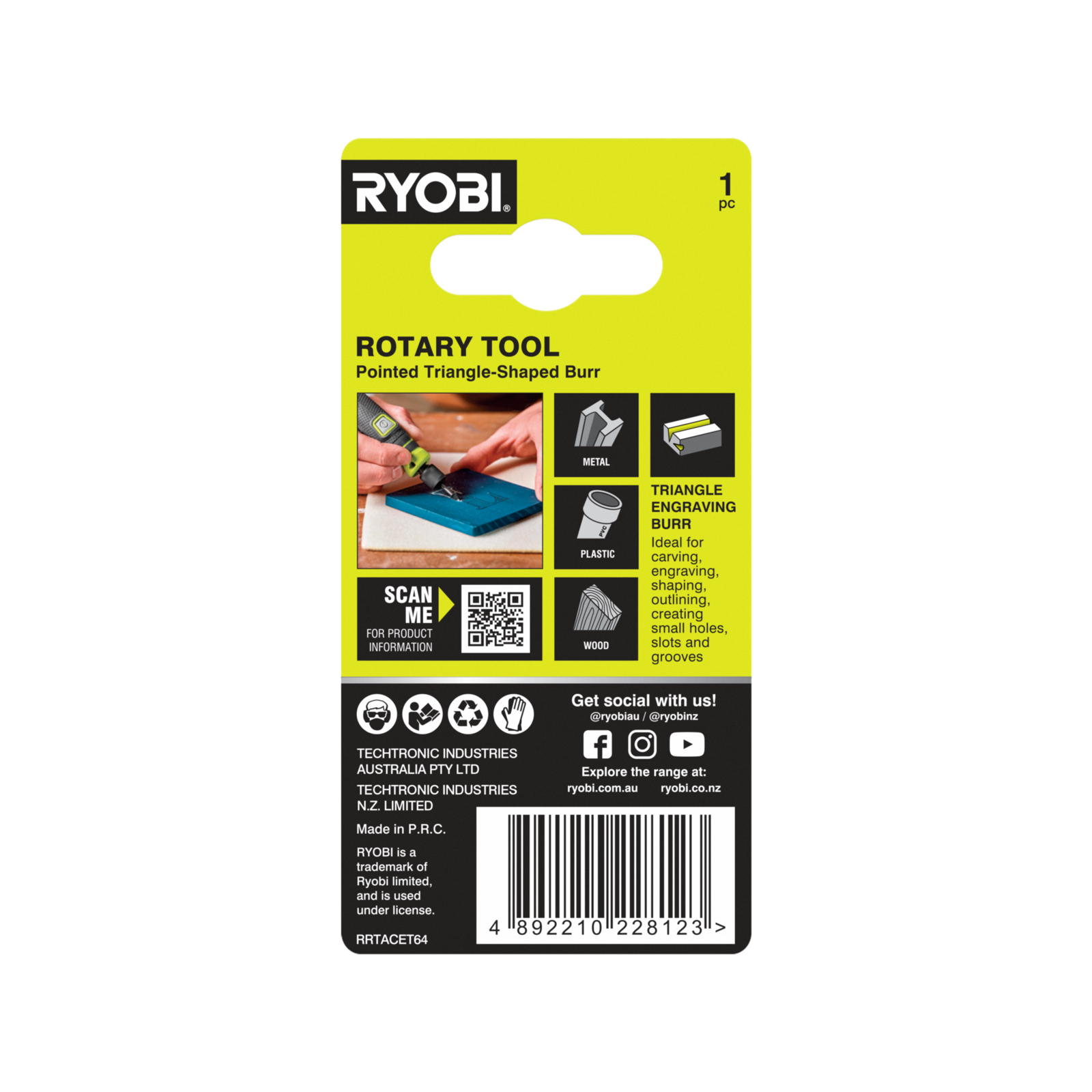 Ryobi 6.4mm Pointed Triangle-Shaped Engraving Burr