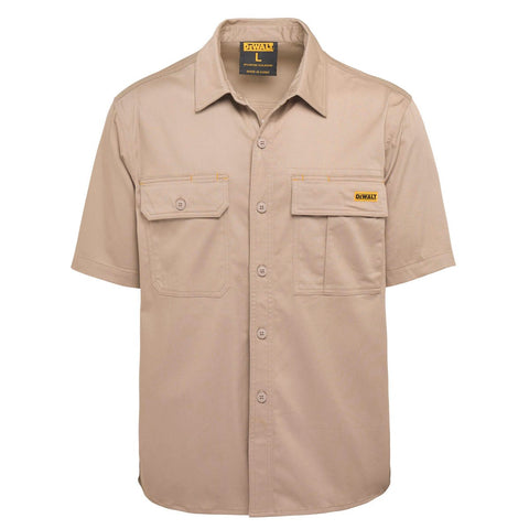 DeWALT Basalt Short Sleeve Button Up Work Shirt - Khaki, Size M, 97% Cotton