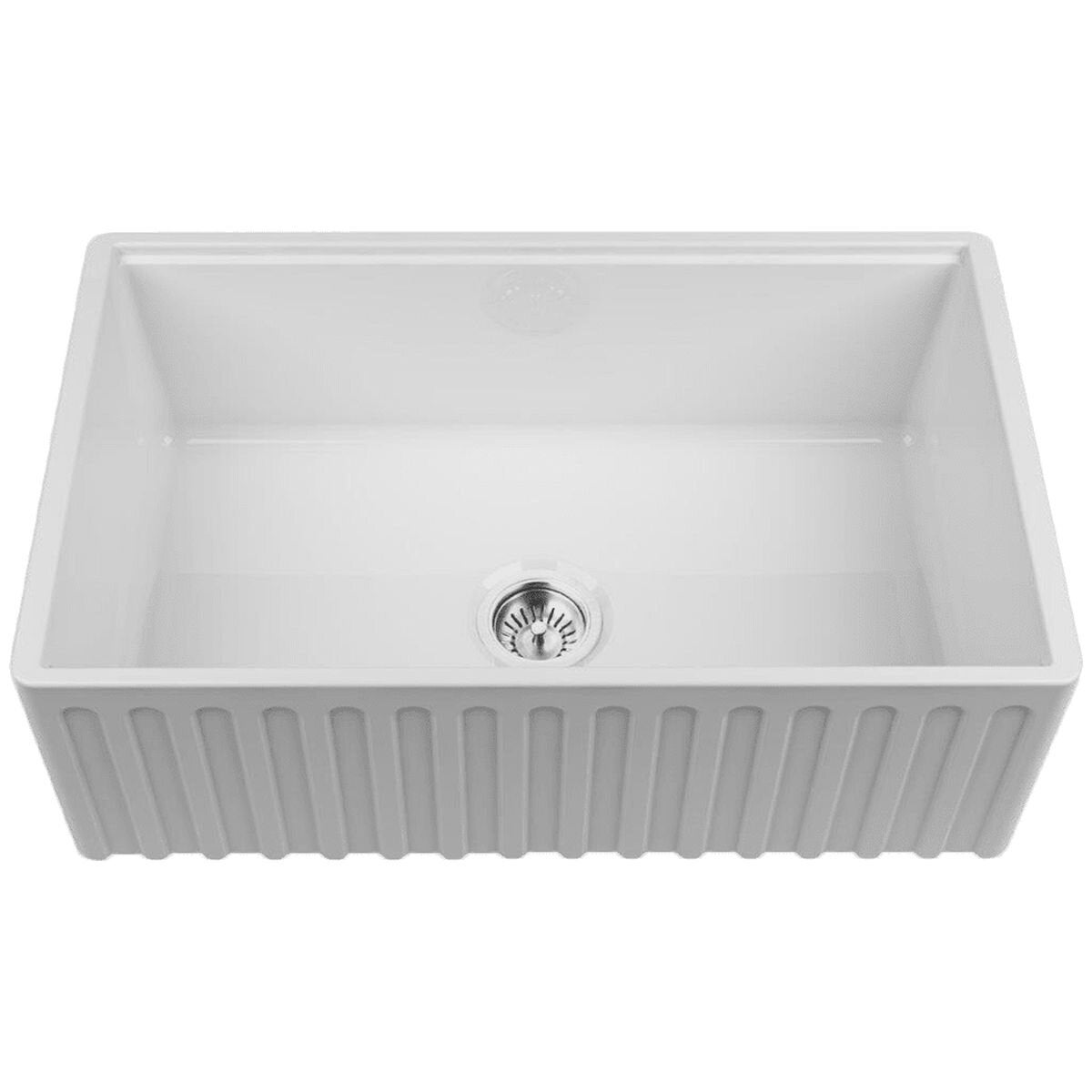 Abey Chambord Legrande reversible single bowl butler sink - white European fireclay, French made - LEGRANDE-3W