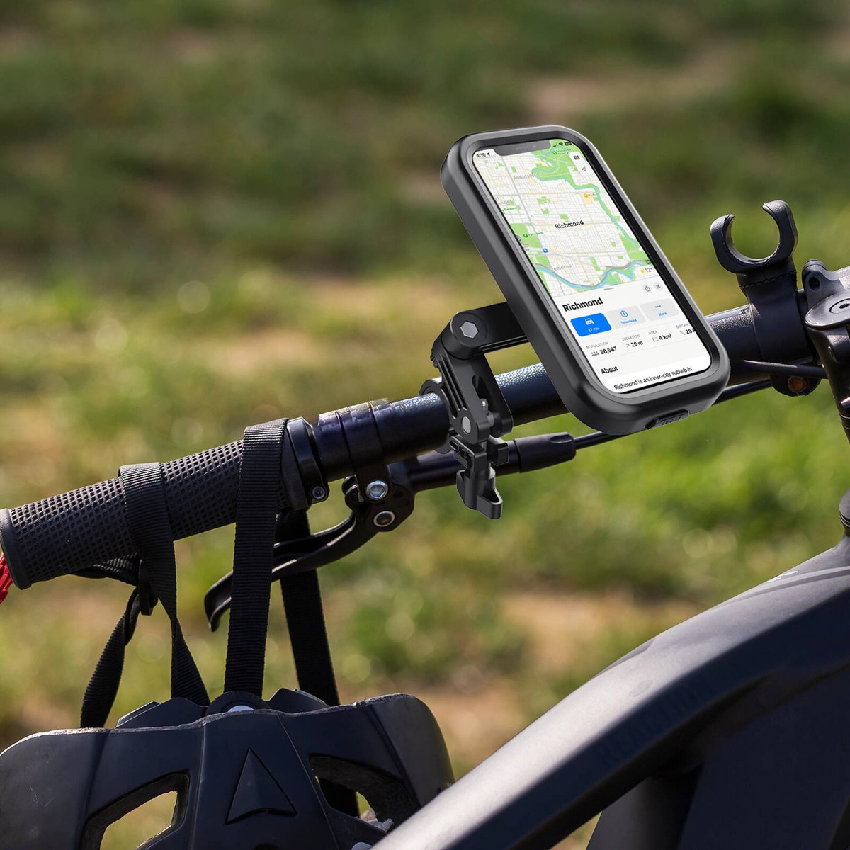 Antsig Universal Water-Resistant Bicycle Phone Mount - 360° Rotating, Black ABS AP198