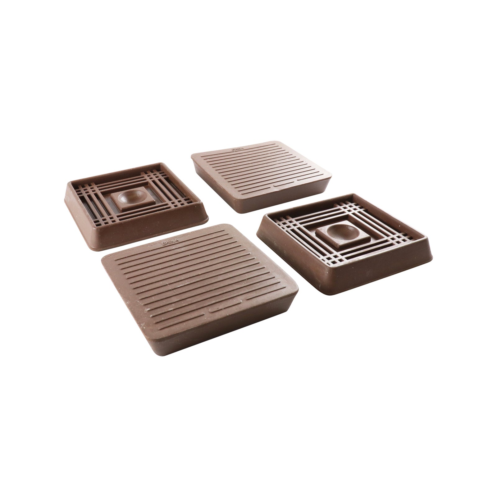 Surface Gard 51 x 51mm Brown Square Rubber Base Castor Cups - 4 Pack
