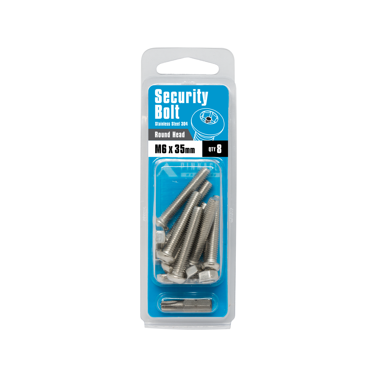 Pinnacle M6 x 35mm Stainless Steel 304 Security Bolts - 8 Pack