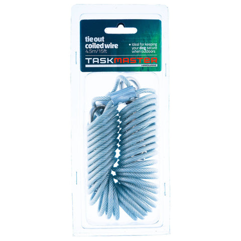Taskmaster Coiled Tie Out Wire 5mm x 15ft Stainless Steel Durable - SuperSaverAU - view 1