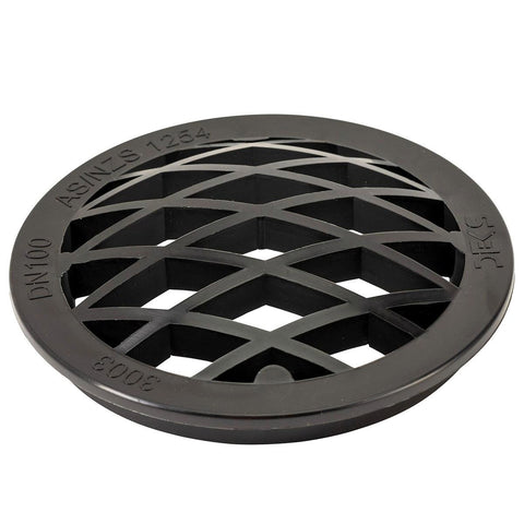 Deks Domed Grate - 100mm - PVC - Black Push-Fit - SuperSaverAU - view 1